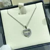 Pingentes doce romântico 925 prata esterlina três diamantes rotativo coração colar para feminino simples moda marca de luxo jóias presente