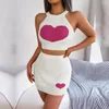 Robes de travail FICUSRONG Femmes 2024 Printemps Été Mode Halter Cou Coeur Ouvert Bouton Top Wrap Hip Jupe Ensemble Pour Femme