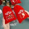 Kerstversiering 10/1 stuks Rode Fluwelen Zakken Kerstman Snoep Snack Trekkoord Zakje Inpaktas Voor Jaarfeest Geschenkverpakkingen Opslag