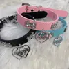 Choker y2k vintage goth läderkedjor rhinestone ben krage hjärta kärlek halsband krage para mujer nana coquette tillbehör