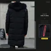 Men's Down Winter Thick Warm Parka Men Hooded Jacket Mid-length Cotton Padded Windproof Fur Collar Long Sleeve Slim Coat Windbreaker