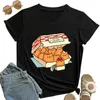 T-shirt da donna Gattino Nuggets Fast Food Cat T-shirt da donna Harajuku Tee Femme Fashion T-shirt Graphic scollo a V Camisetas