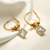 Dangle Earringsユニークな幾何学デザイン316L女性用のステンレス鋼のドロップゴールドカラースタイリッシュジュエリーパーティーウェンディング