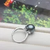 Cluster Rings S925 Silver Pearl Ring Seawater Authentic Large DR188