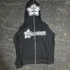 Bluzy damskie Y2K Zip Up Hood Stars Drukuj goty