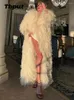 女性の毛皮の冬の偽の毛皮のコートフォックス女性ホワイト長袖ふわふわジャケットアウターウェアレディファッションストリートウェアコート2024