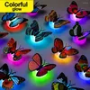 Night Lights KUUPLE Colorful Changing Butterfly LED Wall Sticker Light Stickable 3D Home Decor DIY Living Room