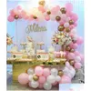 Décoration de fête 135pcs rose blanc or ballon arc guirlande kit 1-9 ballons numéro bébé douche air globos fête d'anniversaire de mariage décembre Dhtu4