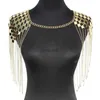 Andra smyckesuppsättningar Fashion Punk Sexig Metal Tassel Collar Axelhalsband för kvinnor Uttalande Geometriska kroppskedjor Drop Halsband Party Jewelry YQ240204