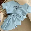 Ensembles de vêtements bébé fille garçon coton lettre broderie vêtements ensemble t-shirt shorts 2pcs été infantile enfant en bas âge enfant homesuit 1-10 ans