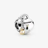 100% argento sterling 925 bicolore cuore e serratura fascino adatto originale europeo charms braccialetto moda gioielli da sposa accessori231G