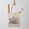 Shopping Bags Flower Books Tote Bag Canvas Shoulder For Travel Commute Trendy Folding Gift Teacher Lover Gifts