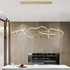 Lustres pós-modernos luxo ouro led anel candelabro de teto para bar quarto el lustre de aço inoxidável restaurante iluminação pingente lâmpada