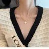 Van Clover Necklace Jinglei High Grade Square Four Leaf Grass Titanium Steel Necklace for Womens Light Small Crowd Sweater Chain