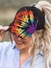 Cappellini da baseball Reverse Tie Dye berretto da baseball arcobaleno maglia coda di cavallo Harajuku per donna uomo strada Hip Hop Gorras Hombre