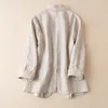 Ternos femininos de algodão e linho pequeno terno feminino blazer 2024 verão coreano moda casaco fino manga de três quartos casual blazers jaqueta