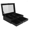 Jewelry Pouches 24 Slots Wooden Pen Display Storage Box Luxury 2 Layer PU Case Fountain Pen-Collector Organizer