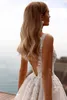 Sexig V-ringning Lace Applique En linje Bröllopsklänning Backless Side Slit Custom Made Formal Bridal Grown Boho Vestido de Novia Robe de Mariage