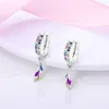 Hoop Earrings 2024 Women 925 Silver Sparkling Pave CZ Star Moon Feather Luxury Fine Engagement Wedding Earring