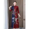 Stile di abbigliamento etnico tradizionale Cheongsam vintage moderno ed elegante sottile Qipao M-4XL primavera migliora la stampa di abiti cinesi da donna