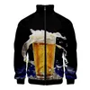 Men's Jackets Fashion Beer 3d Printed Jacket Men Cool Streetwear Long Sleeve Oversized Coat Tops Outdoor Zipper Harajuku Kids Clothes