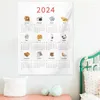 Wandtapijten Wandkalender Hangende Doek Nachtkastje Tapijt Cartoon Voedsel Woonkamer Achtergrond Po Rekwisieten 2024