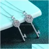 قلادة قلادة مرت اختبار الماس Moissanite 925 Sterling Sier Key Simple Clavicle Chain Necklace Women Fashion Mode Mode Jewelry 05- DHNMC