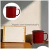 Conjuntos de louça Caneca Copo Esmalte Café Cam Canecas Copos Chá Metal Beber Vintage Ferro Água Lata Viagem Acampamento Campfire Enamelware Drop de Dhdmg