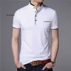 Polo Camicia da uomo da uomo Business Casual Solido Maschile Manica corta Camisa sottile sottile in puro cotone di alta qualità