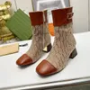 Fashion Boots Autumn And Winter Women Ankle Chelsea Boots For 6cm And 1.5cm Knitted Stretch Booties Women's Interlocking Martin Bootis Casual Shoes Trends 35-44 1.25 04