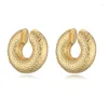 Boucles d'oreilles HECHENG Extra Large Earclips Chunky Clip en Laiton Lisse pour Femmes Plaqué Or Oversize Cercle Poignets d'oreille sans Percé