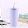 Water Bottles Coffee Cup 304 Stainless Steel Straw Large Capacity Vacuum Portable Car Gift Insulation Wholesale Clolor Pink Milk Yellow