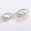 Bagues de bande S925 en argent sterling mode tête de léopard anneau réglable femmes perle support creux accessoires 98le