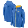 Los Angeles''Chargers''heren poederblauwe Sideline Club Performance-hoodie met volledige ritssluiting