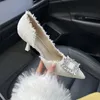 Luxury Rhinestone Square Buckle Pumps Women Brand Design Pointed Toe Tweed Fabric High Heel Sandals Ladies Elegant Party Shoes 240126