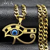 Anhänger Halsketten Türkisches Böses blaues Auge des Horus Halskette Frauen Männer Edelstahl Hip Hop Ägyptischer Pharao Modeschmuck 9716
