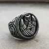 Cluster Rings Vintage Silver Color All Seeing Eye Pyramid Illuminati Snake Owl Skull Biker Mens Masonic Jewelry