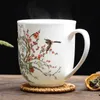 Xícara de chá de cerâmica Jingdezhen com tampa Bone China Water Office Meeting Vup el Company Pastel personalizado 240130