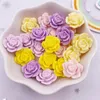 Dekorativa figurer 20st Färgglada 15mm Frost Harts 3D Rose Flower Flatback Figurin Scrapbook Wedding Bow Applique Art Decor