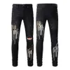 purple jeans jeans pants purple brand jeans Purple Jeans summer hole 2024 new style Embroidery self cultivation and small feet fashion