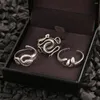 Cluster Rings Punk Metal Snake Open Ring Retro Silver Color Animal Geometry Justerbar Charm Trendy Jewelry Party Gift