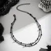 Łańcuchy lacteo gotycki czarny naszyjnik z małymi okrągłymi koralikami Kobiety cyrkon urok warstwowy dławik w biżuterii