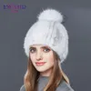 Funyfur女性の毛皮帽子の毛皮の毛皮の毛皮の毛皮の毛皮の毛皮の毛皮の帽子冬のためのミンク帽子の帽子の高品質の厚い暖かい女性ビーニ2561