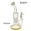 Hookah Recycler Oil Rig Bubbler Bongs 8 tum höjd och skiva perc med 14 mm glasskål 320 g vikt 3 färger BU097