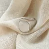 Band Rings Saina Light Luxury Design Sense Mother Shell Creative Geometric Opening Thick Single Ring S925 Sterling Silver Shell Ring NSO5