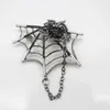 Brooches Gothic Punk Spider Web For Women Party Goth Vintage Black Crystal Brooch Pins Jewelry Girls Gift Halloween