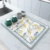 Table Mats Flower Print Drain Pad Rubber Dish Drying Mat Super Absorbent Coffee Tableware Bottle Rug Kitchen Dinnerware Placemat