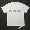 PURPLE BRAND T-shirt bianca con lettera blu regolare a maniche corte in puro cotone da uomo