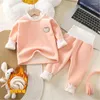 Clothing Sets Children's Thermal Underwear Set Clothes Autumn Winter Baby Thickened Suit Boy Girl Plus Velvet Top Pants 2Pcs Outfits