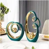 Decorative Objects & Figurines Abstract Ceramic Scpture Golden Statue Modern Home Decoration Living Room Desktop Office Accessories Cr Dhj8E